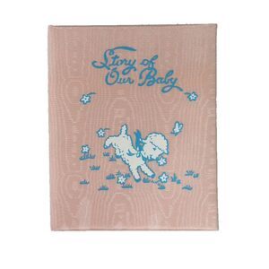 1949 Baby's Story Record Book Unused Pink Taffeta Sweet Illustrations